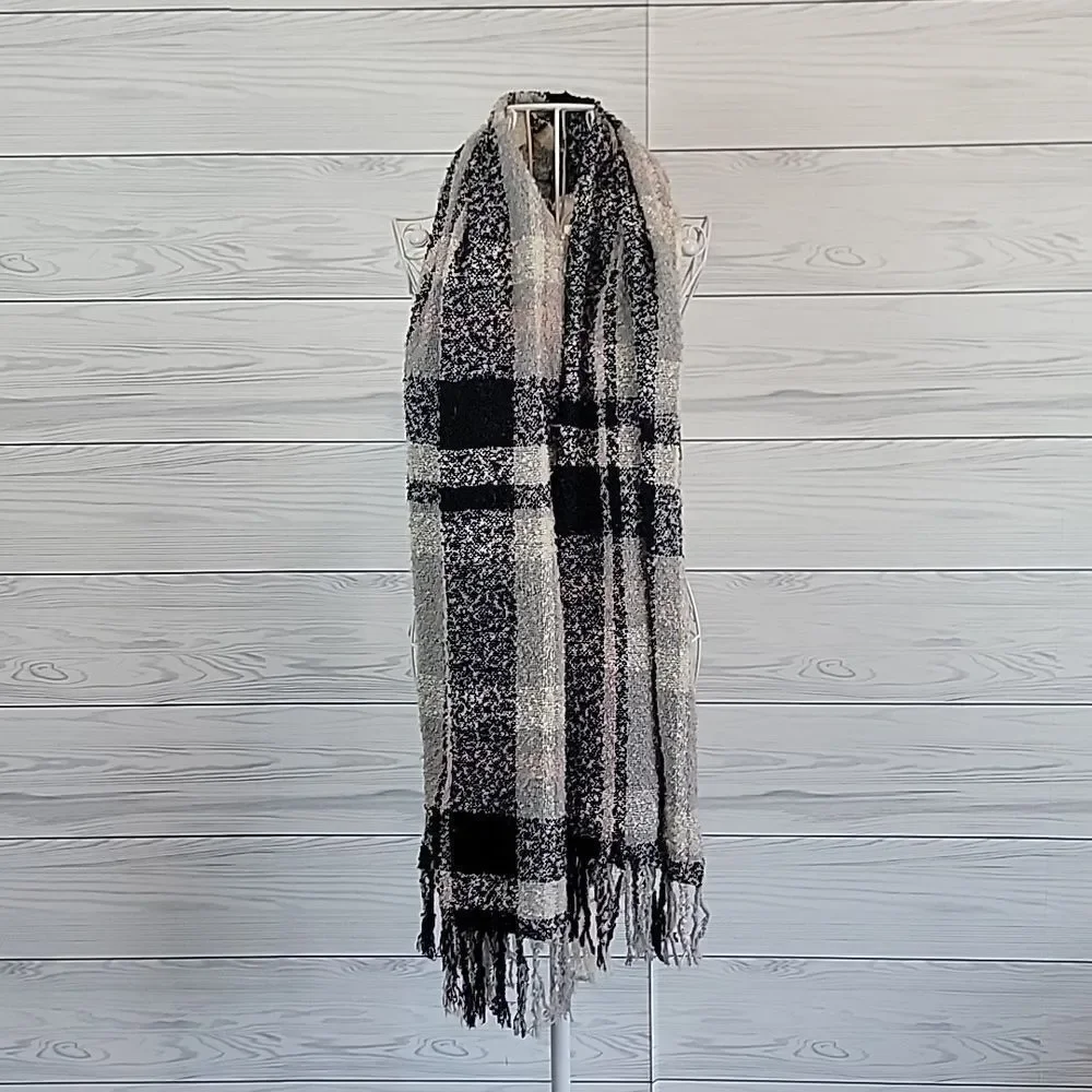 Unbranded Plaid Fringe Shawl Wrap 26